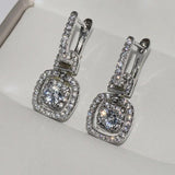 Square CZ Clip Earrings Bridal Wedding CCE724