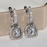 Square CZ Clip Earrings Bridal Wedding CCE724