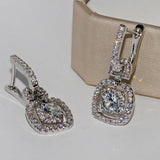 Square CZ Clip Earrings Bridal Wedding CCE724