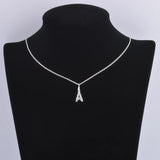 925 Silver Eiffel Tower Necklace Zircon Pendant Long Chain Jewelry