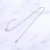 925 Silver Eiffel Tower Necklace Zircon Pendant Long Chain Jewelry