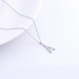 925 Silver Eiffel Tower Necklace Zircon Pendant Long Chain Jewelry