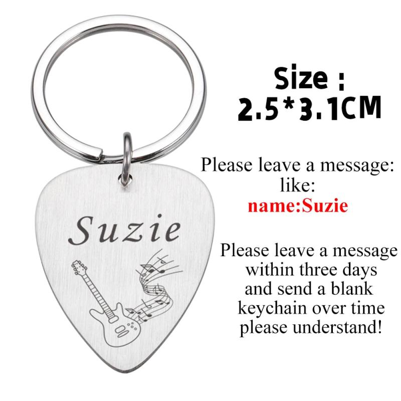 Personalized Guitar Pick Keychain Engraved Name Custom Gift