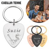 Personalized Guitar Pick Keychain Engraved Name Custom Gift