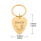 Personalized Guitar Pick Keychain Engraved Name Custom Gift