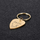 Personalized Guitar Pick Keychain Engraved Name Custom Gift