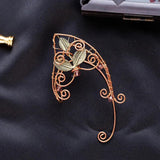 Vintage Fairy Elf Leaf Cuff Ear Earrings Gothic Metal Winding Clip On Jewelry
