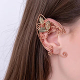 Vintage Fairy Elf Leaf Cuff Ear Earrings Gothic Metal Winding Clip On Jewelry