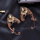 Vintage Fairy Elf Leaf Cuff Ear Earrings Gothic Metal Winding Clip On Jewelry