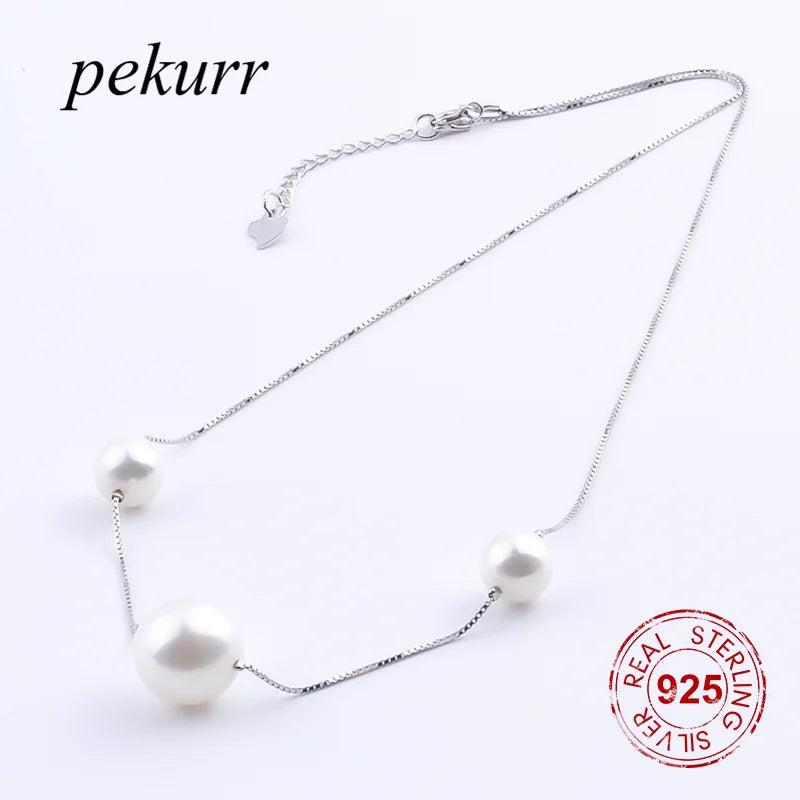 925 Silver Shell Pearl Necklaces for Women Long Chain Pendant Jewelry