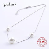 925 Silver Shell Pearl Necklaces for Women Long Chain Pendant Jewelry
