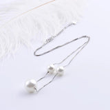 925 Silver Shell Pearl Necklaces for Women Long Chain Pendant Jewelry