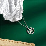 Sterling Silver Rhinestone Snowflake Pendant Necklace