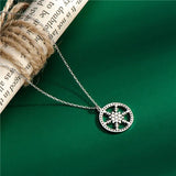 Sterling Silver Rhinestone Snowflake Pendant Necklace