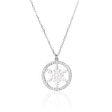 Sterling Silver Rhinestone Snowflake Pendant Necklace