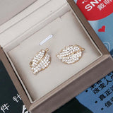 Zirconia Leaves Clip Earrings Crystal Jewelry