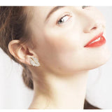 Zirconia Leaves Clip Earrings Crystal Jewelry