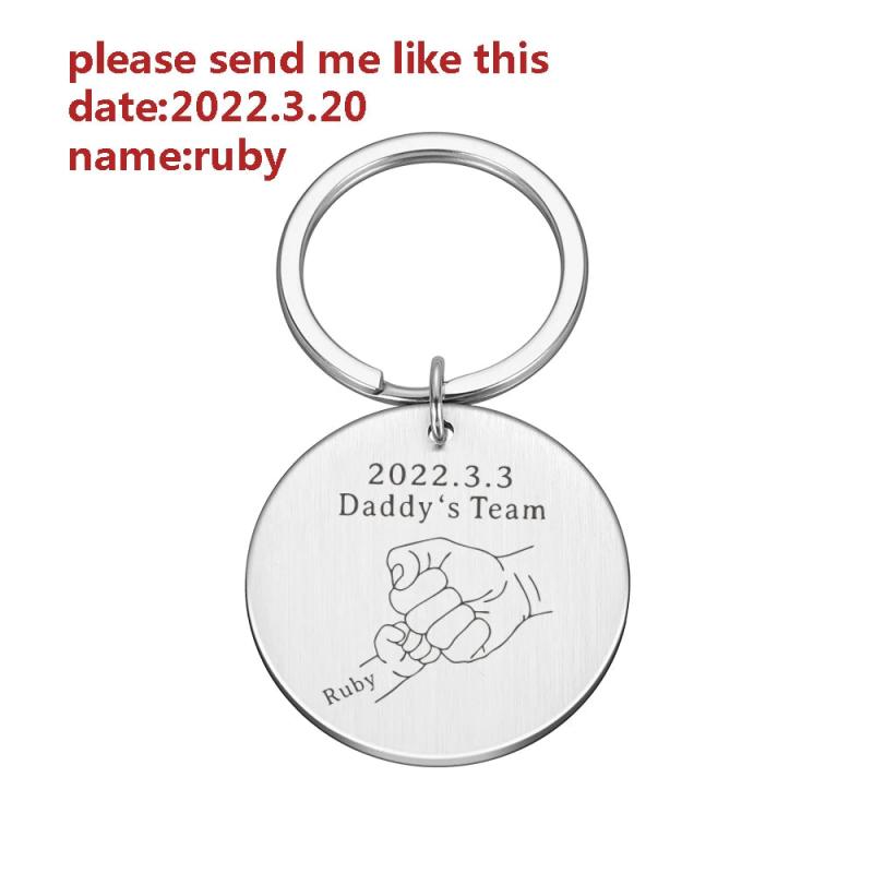 Personalized Father's Keychain Kids Name for Daddy Love Papa Key Pendant