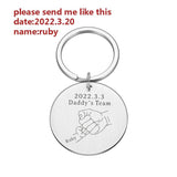 Personalized Father's Keychain Kids Name for Daddy Love Papa Key Pendant