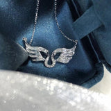 925 Silver Wing Pendant Necklace Women's Clavicle Chain Bridal Jewelry