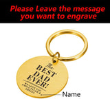 Personalized Family Keychain for Dad - Engraved Stainless Steel Keyring
