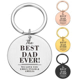 Personalized Family Keychain for Dad - Engraved Stainless Steel Keyring
