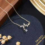 14k Wave Heartbeat Necklace Zircon Star Choker for Women