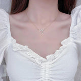 14k Wave Heartbeat Necklace Zircon Star Choker for Women