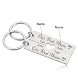 Personalized Couple Keychain Initials Heart Keyring Custom Anniversary Gift