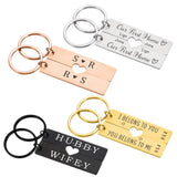 Personalized Couple Keychain Initials Heart Keyring Custom Anniversary Gift