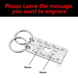 Personalized Couple Keychain Initials Heart Keyring Custom Anniversary Gift