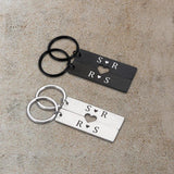 Personalized Couple Keychain Initials Heart Keyring Custom Anniversary Gift
