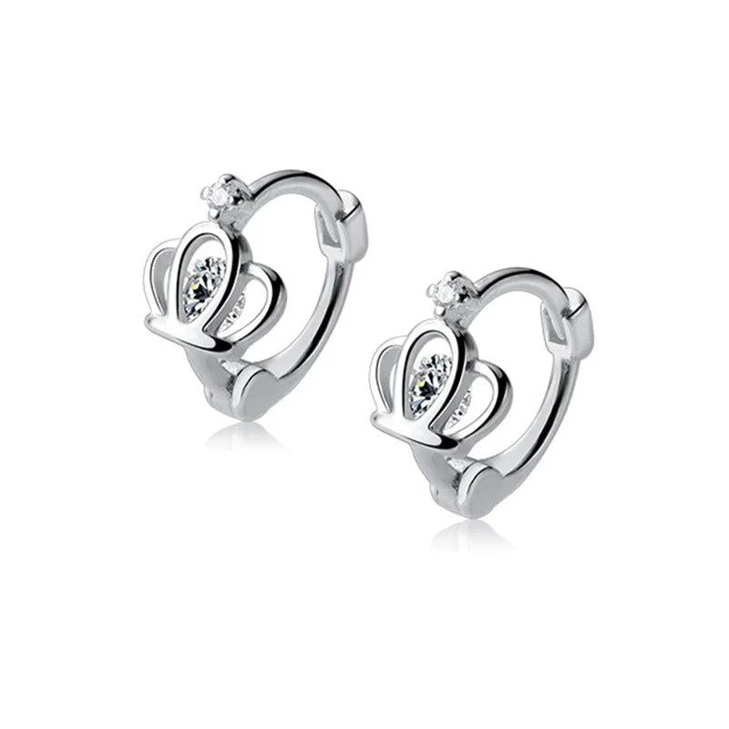 Trustdavis 925 Sterling Silver Gothic Crown CZ Clip Earrings