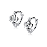 Trustdavis 925 Sterling Silver Gothic Crown CZ Clip Earrings