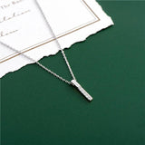 925 Silver Geometric Diamond Bar Pendant Necklace for Women