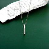 925 Silver Geometric Diamond Bar Pendant Necklace for Women