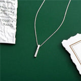 925 Silver Geometric Diamond Bar Pendant Necklace for Women