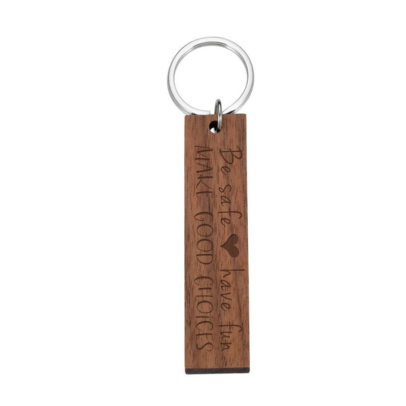 Personalized Wooden Engraved Couple Keychain Gift