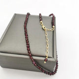 3mm Faceted Garnet Necklace Adjustable 14K Filled Chains Gemstone Collier Femme