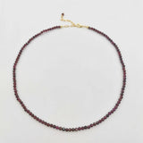 3mm Faceted Garnet Necklace Adjustable 14K Filled Chains Gemstone Collier Femme