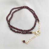 3mm Faceted Garnet Necklace Adjustable 14K Filled Chains Gemstone Collier Femme