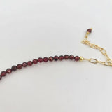 3mm Faceted Garnet Necklace Adjustable 14K Filled Chains Gemstone Collier Femme