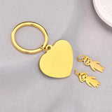 Personalized Heart Keychain with Boy Girl, Engraved Key Ring