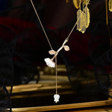 Temperament Shell Rose Necklace 14K Real Flower Lady Choker Pendant
