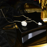 Temperament Shell Rose Necklace 14K Real Flower Lady Choker Pendant