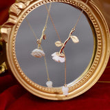 Temperament Shell Rose Necklace 14K Real Flower Lady Choker Pendant