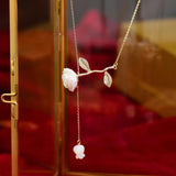Temperament Shell Rose Necklace 14K Real Flower Lady Choker Pendant