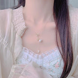Temperament Shell Rose Necklace 14K Real Flower Lady Choker Pendant