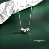 925 Silver Polyhedron Square Pendant Necklace Clavicle Chain