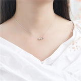 925 Silver Polyhedron Square Pendant Necklace Clavicle Chain
